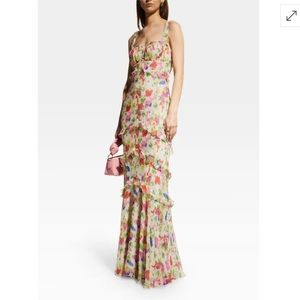 SALONI Chandra Floral Ruffled Gown - Fawn Poppies - Size US6